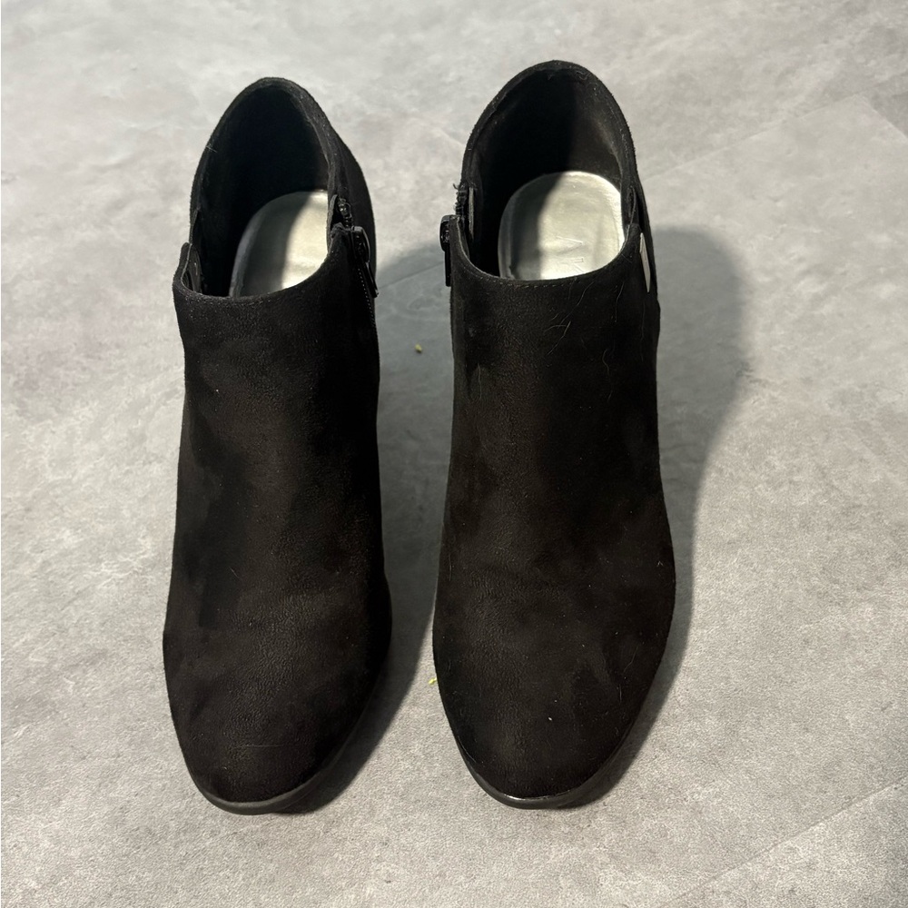 Anne Klein • Black Suede Heeled Booties